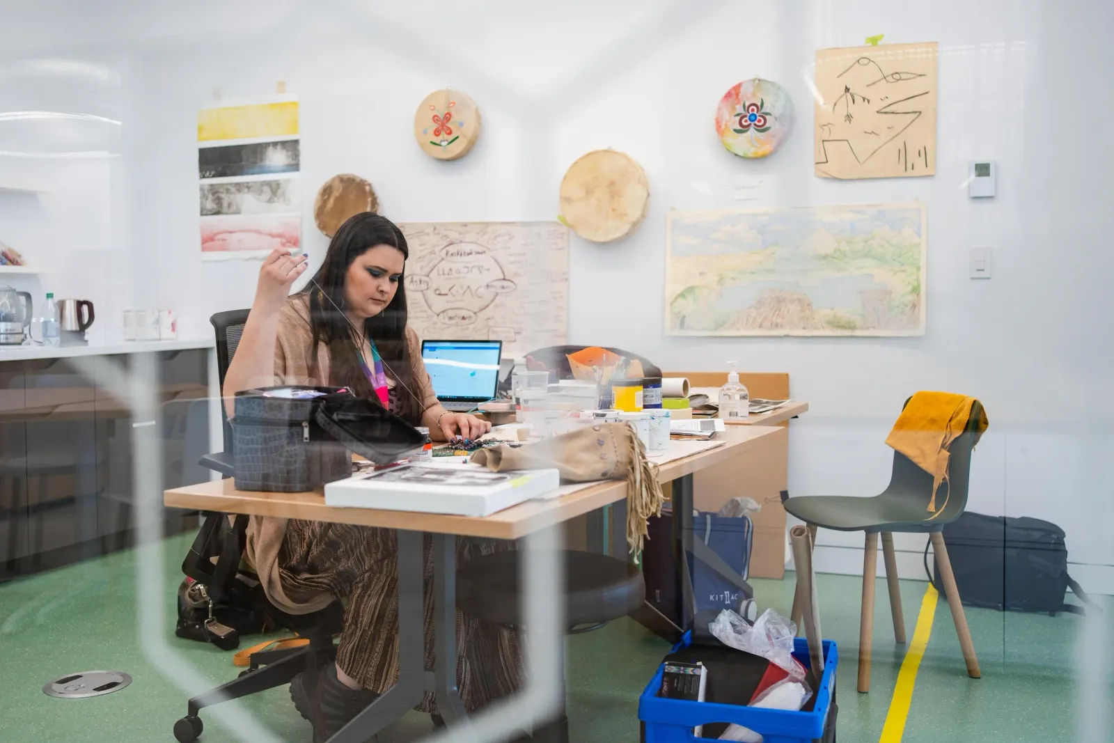 Danielle Piper working in her residency studio