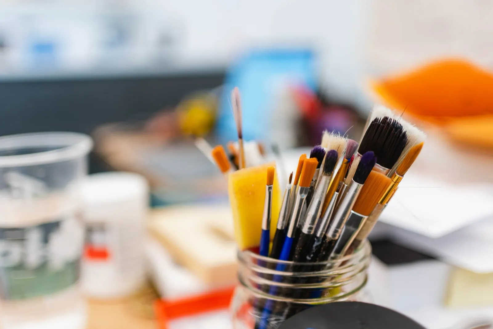 Paintbrushes in Danielle Piper's studio